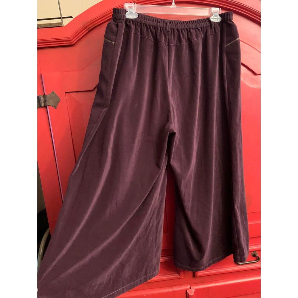 Ulla Popken 20 /22 A Line Fit Dark Purple Crop Length Culotte Pants Satin Lined